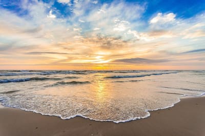 Dibond Schilderij | Foto op Aluminium, Zomers Strand (120x80cm)