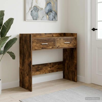 vidaXL - Wandtafel - Gerookt - eiken - 90 - x - 35 - x - 80 - cm - Bewerkt - hout