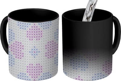 Magische Mok - Foto op Warmte Mokken - Koffiemok - Klaver - Patronen - Paars - Magic Mok - Beker - 350 ML - Theemok