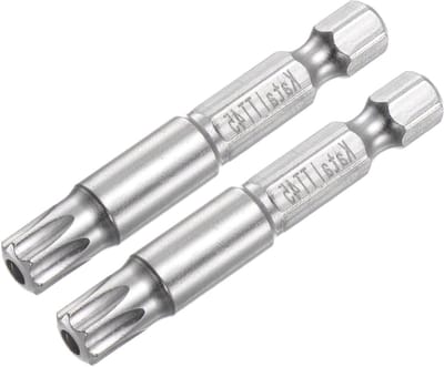 7-Punts Magnetische Torx Schroevendraaier met TT45 Kop, 1/4 Inch Hex Shank, 5 Inch Lengte, S2 Staal, Set van 2 voor Manipulatiebestendig Gebruik