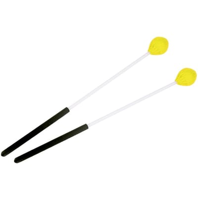 1 paire de maillets pour clavier Marimba à tête en laine avec poignées en caoutchouc et fibre de verre pour débutants (Jaune) jaune