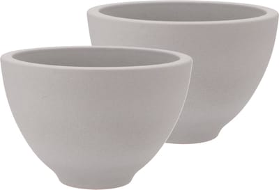DK Design Bloempot/plantenpot - 2x - Vinci - lichtgrijs mat - voor kamerplant - D18 x H27 cm