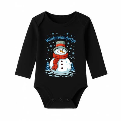 Romper Baby Kerst – Winterwondertje – Zwart – Lange mouw – Maat 86/92