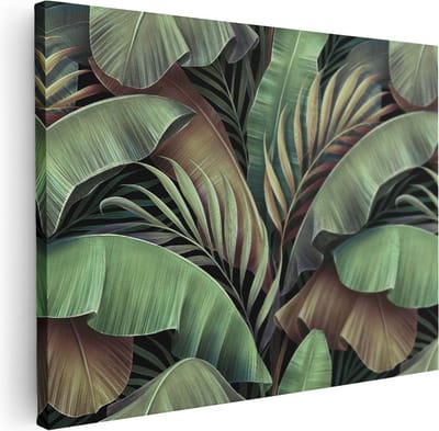 Artaza Canvas Schilderij Jungle - 40x30 cm - Klein - Muurdecoratie Botanisch - Wanddecoratie Planten - Kamer Accessoires