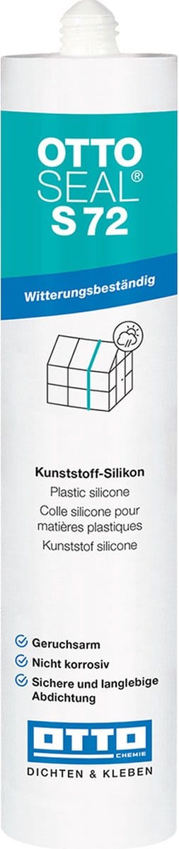 Ottoseal S72 siliconenkit - 310 ml koker - RAL 9010 - voor plexiglas en polycarbonaat
