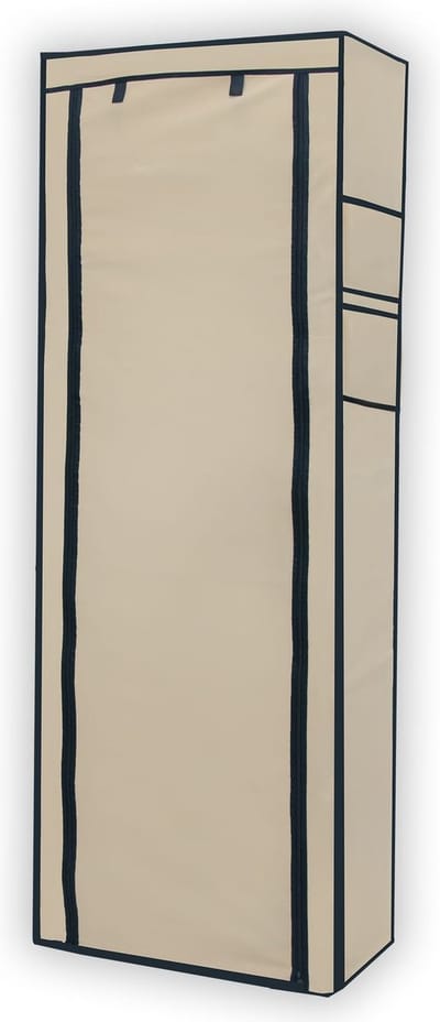 Intirilife opvouwbare garderobekast 170x58x28 cm in CREAM BEIGE - Met ritssluiting stoffen garderobekast Schoenenrek met 9 vakken - Campinggarderobe textielgarderobe