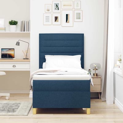 vidaXL - Boxspring - bed - met - matras - met - hoofdeinde - Blauw - 80 - x - 200 - cm - Stof