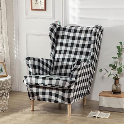 Geometrische Wingback Stoelhoes Stretch Spandex Fauteuilhoezen Scandinavische Afneembare Bankhoezen Met Zitkussen