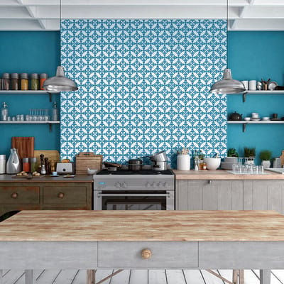 Zelfklevende tegelmuurstickers voor keuken en badkamer - 30 cementtegelstickers (Azulejos Faneta) - 30 stickers, 20x20cm