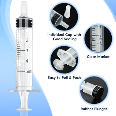 Dailygoody - Spuit 5 ml - Plastic spuit zonder naald - Herbruikbaar - 32 stuks - Vloeistofmeting - Geschikt voor diervoeding en plantenirrigatie
