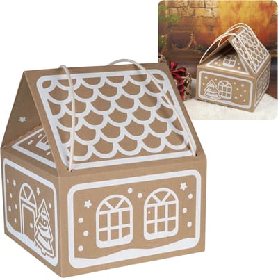 Kerstcadeauverpakking, huis met witte opdruk 30x30x35 cm