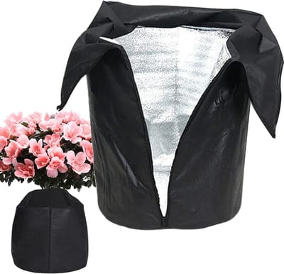KZQ Thermische Potbeschermer 45 x 50 cm, Zwarte Plantenpot Thermische Tas, Winterplant Vorstbeschermingshoezen met Trekkoord en Ritssluiting voor Boom Bloem Planten Potten Binnen Buiten