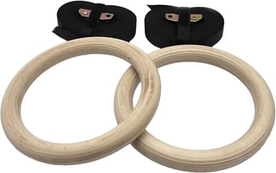 Gymnastiekringen - Fitnessringen Turnringen - Kracht Training - Berkenhout Constructie - 32 mm Diameter - Natuurlijk Hout