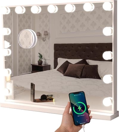 Hollywood Spiegel met Verlichting - Make Up Spiegel met Ledverlichting - Tafelspiegel - Wit
