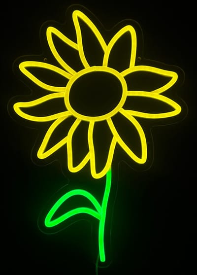 Neon Lamp - Zonnebloem - Dimbaar - Incl. Ophanghaakjes - Neon Sign - Neon Verlichting - Neon Led Lamp - Wandlamp