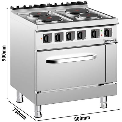 GGM Gastro Elektroherd - 15,2 kW - 4 Platten Rund - inkl. Gasbackofen Statisch - 6 kW