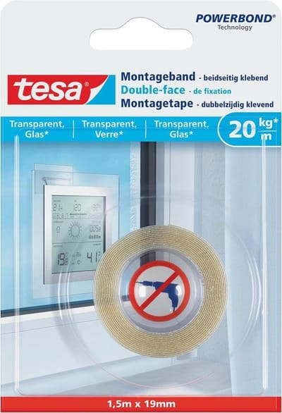 Tesa Montageband Powerbond - Transparant - 1,5m X 19mm