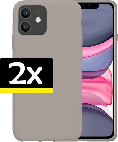Hoesje - 2 Stuks - Geschikt voor Apple iPhone 11 - Sterk & Shockproof - Case Siliconen - Back Cover - Telefoon Hoes - Telefoonhoesjes - Grijs