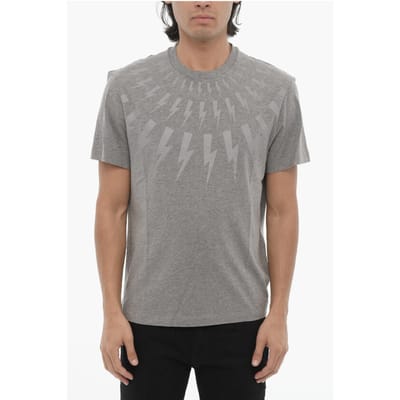 Slim Fit FAIRISLE THUNDERBOLT T-shirt in grijs