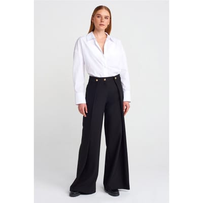 Dames Hoge Taille Wijde Pijpen Crepe Broek