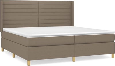 vidaXL - Boxspring - met - matras - stof - taupe - 200x200 - cm