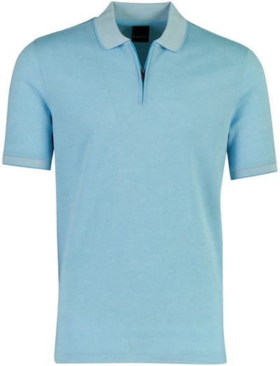 Poloshirt Bugatti blauw met rits wijde fit