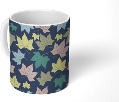 Mok - Koffiemok - Patronen - Herfst - Bladeren - Mokken - 350 ML - Beker - Koffiemokken - Theemok
