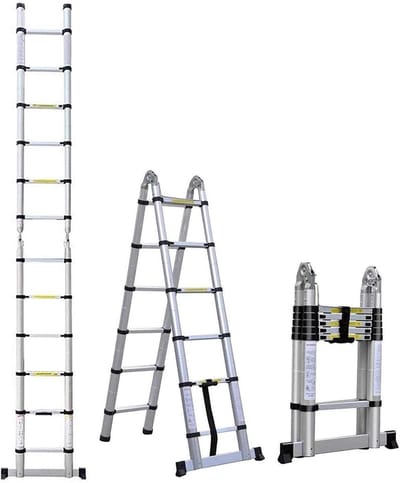 Telescopische Ladder - Vouwladder Aluminium - Klus Werkzaamheden - Antislip Treden - 5 Meter - Grijs