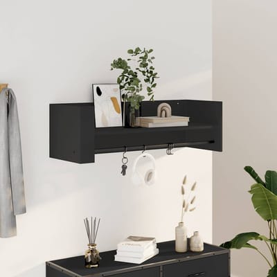 vidaXL - Wandschap - 100x35x30,5 - cm - bewerkt - hout - zwart