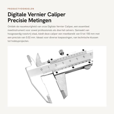 Dailygoods- Schuifmaat 150 mm - Precisie Meetinstrument - Roestvrij Staal - Nauwkeurigheid 0.02 mm - Laser Gegraveerde Schaal - Inclusief Plastic Opbergdoos - Meetlat
