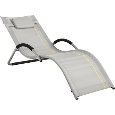SoBuy Ligstoel  met kussen - Max. 120 kg - 165 x 56 x 67 cm - Grijs