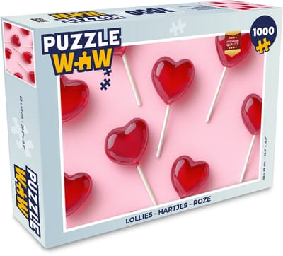 Puzzel Lollies - Hartjes - Roze - Legpuzzel - Puzzel 1000 stukjes volwassenen