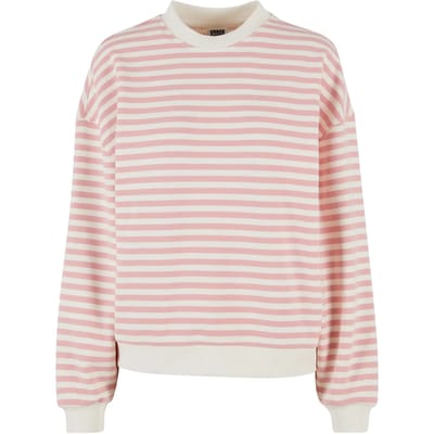 Urban Classics - Oversized Striped Crewneck sweater/trui - XS - Roze/Beige
