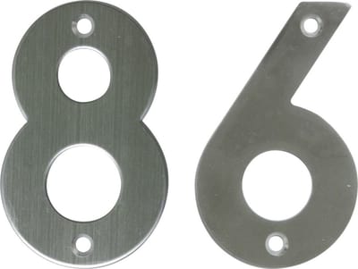 AMIG Huisnummer 86 - massief Inox RVS - 10cm - incl. bijpassende schroeven - zilver