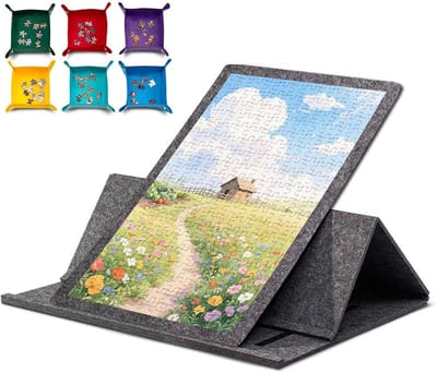 Puzzeltafelmat - Puzzelbord Opvouwbaar - Legpuzzels Maken - Met Sorteerbakken - 77x53cm - Donkergrijs