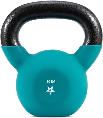 Neopreen Coated Kettlebell Gewichten Krachttraining Kettlebells - 10KG Teal met Handleiding verstelbare kettlebell