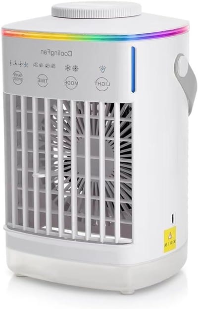 Luchtkoeler - Mini Airco - Persoonlijke Verkoeling - Ingebouwd Nachtlampje - Compact Formaat - Wit