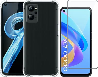 Hoesje geschikt voor Oppo A76 - Anti Shock Proof Siliconen Back Cover Case Hoes Transparant - Tempered Glass Screenprotector