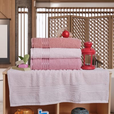Lubna Home BADHANDDOEKSET 70X140 cm Zachte Katoen 4 PACK SIFRA PODER ROZE-SIFRA-