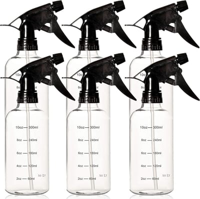 Spuitflessen 6 stuks 350ml spuitflessen, helder, lege plastic spuitflessenset voor haar- en reinigingsmiddelen, reizen, tuinieren (350ml)