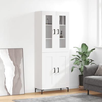 vidaXL - Hoge - kast - 69,5x34x180 - cm - bewerkt - hout - wit