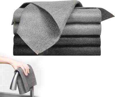 Set van 4 Microvezeldoeken 30x30 - Grijs en Zwart - Ideaal voor Glas, Spiegel, Auto en Keuken zonder Strepen