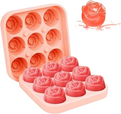 Herbruikbare Silicone IJsblokjesvorm met Deksel, Rozen-Design, BPA-vrij voor Cocktails, Whisky en Dranken - Grote IJsblokjes voor Verfrissing