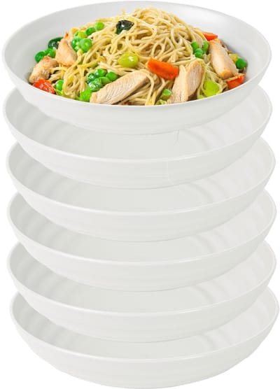 Plasticforte Rond bord/camping - 6x - diep bord - D19 x H4.5 cm - creme wit - kunststof - soepborden - onbreekbaar servies