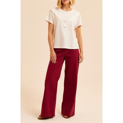ICode White Floral Embroidery T-shirt Ecru Größe: XS | Hemden Outlet | Damen | Braun