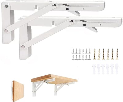 Inklapbare houder - 400 mm - 2 stuks - zware wandhouder van wit metaal - voor garage keuken - draagvermogen 90 kg