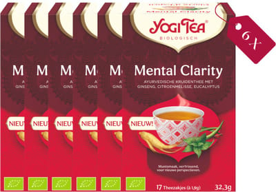 Yogi Tea Mental Clarity Bio - Biologische Kruidenthee met Tulsi, Salie en Kardemom voor Mentale Helderheid en Focus - Tray van 6 Stuks