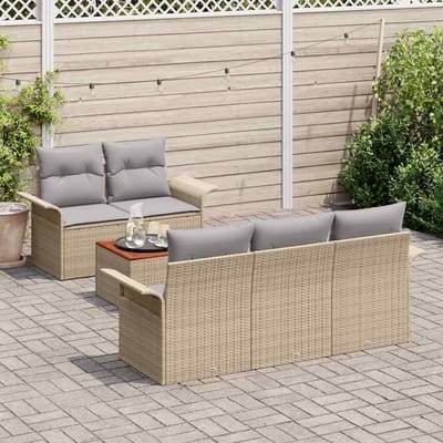 vidaXL - Tuinbank - Set - 6 - st - 5-Aantal - zitplaatsen - Beige - en - Lichtgrijs