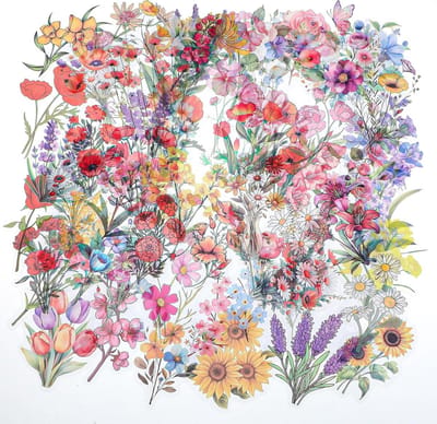 180 Transparante Bloemenstickers - Vintage, Waterdichte en Natuurlijke Stickers voor Scrapbook, Planner en Creatieve Projecten