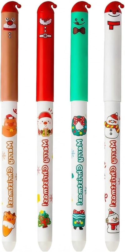Erasable Balpen Set van 4 - Grappige Kawaii Pennen voor Kinderen, Studenten en Kantoorgebruik - Perfect voor Creatieve Projecten en Schoolwerk